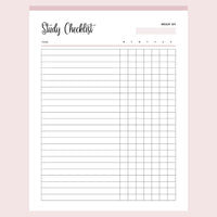 Printable Daily Study Checklist