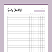 Printable Daily Study Checklist - Purple