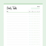 Printable Daily Task Check List - Green
