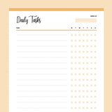 Printable Daily Task Check List - Orange