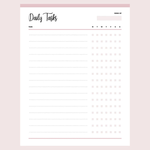 Printable Daily Task Check List
