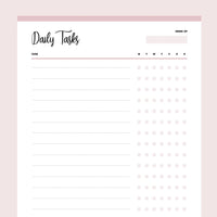 Daily Task Pink Printable Daily Task Check List – Plan Print Land