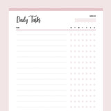 Printable Daily Task Check List - Pink