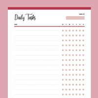 Printable Daily Task Check List - Red