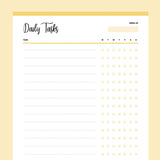 Printable Daily Task Check List - Yellow