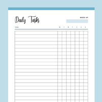Printable Daily Task Checklist - Blue