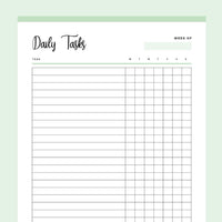 Printable Daily Task Checklist - Green