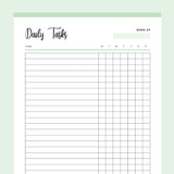 Printable Daily Task Checklist - Green