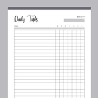 Printable Daily Task Checklist - Grey