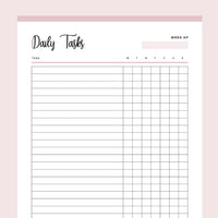 Daily Task Pink Printable Daily Task Checklist – Plan Print Land