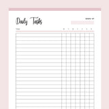 Printable Daily Task Checklist - Pink