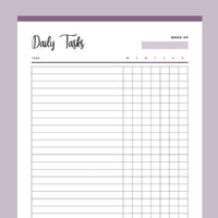 Printable Daily Task Checklist - Purple