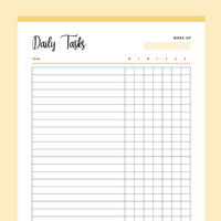 Printable Daily Task Checklist - Yellow
