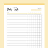 Printable Daily Task Checklist - Yellow
