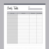 Printable Daily Task List For Cleaning - Grey