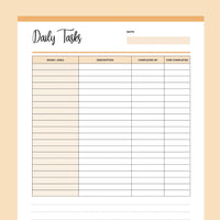 Printable Daily Task List For Cleaning - Orange