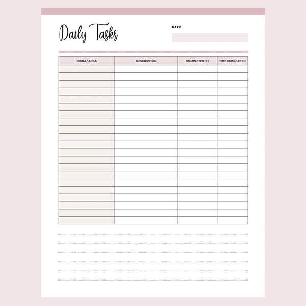 Printable Daily Task List For Cleaning | Instant Download PDF | A4 and ...