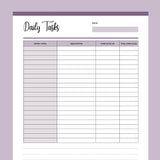 Printable Daily Task List For Cleaning - Purple