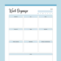 Printable Daily Work Organizer - Blue