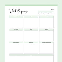 Printable Daily Work Organizer - Green
