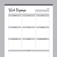 Printable Daily Work Organizer - Grey