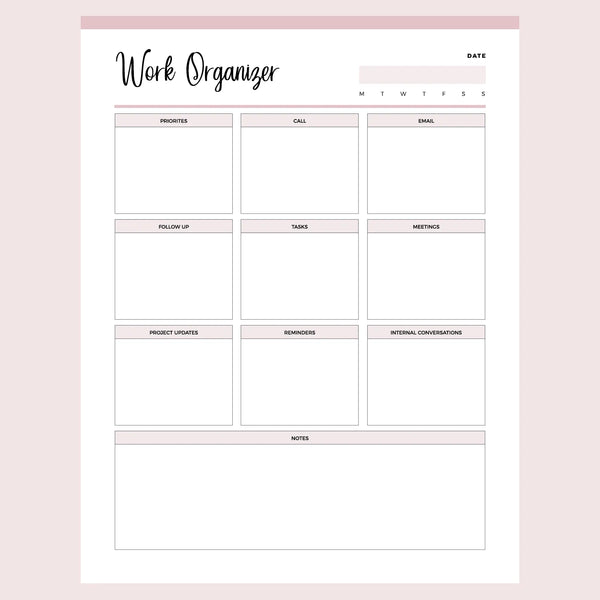 Printable Daily Work Organizer Plan Print Land Printable daily work organizer plan print land