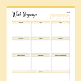 Printable Daily Work Organizer - Yellow