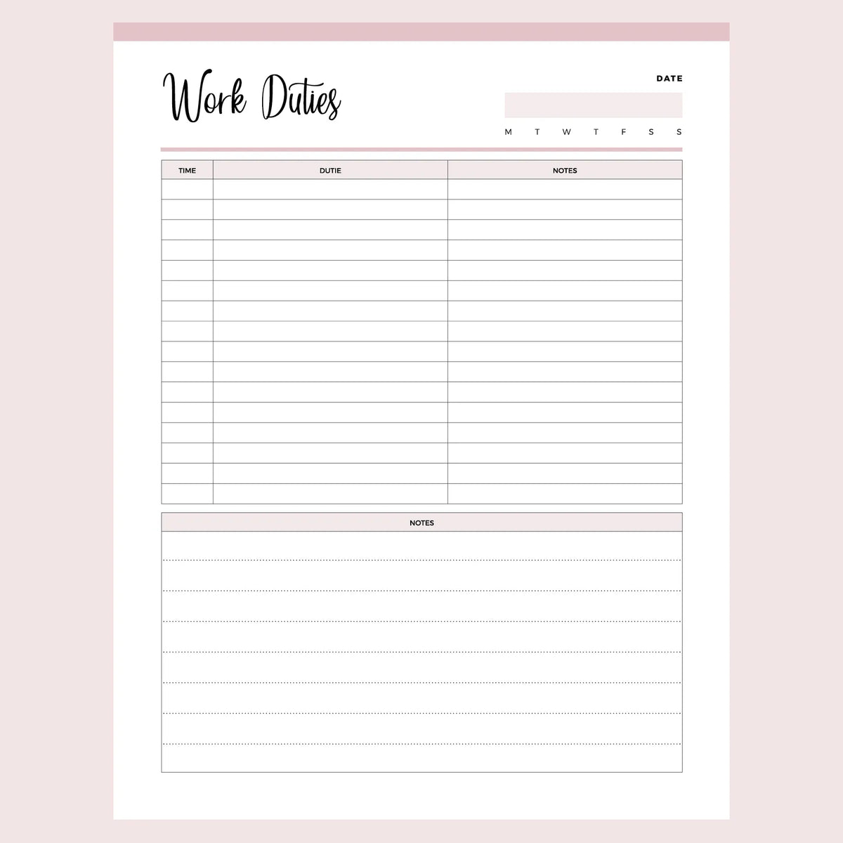 Planner Task Printed Printable Daily Work Task Planner – Plan Print Land
