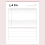 Printable Daily Work Task Planner