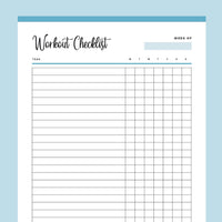 Printable Daily Workout Checklist - Blue