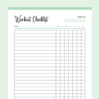 Printable Daily Workout Checklist - Green