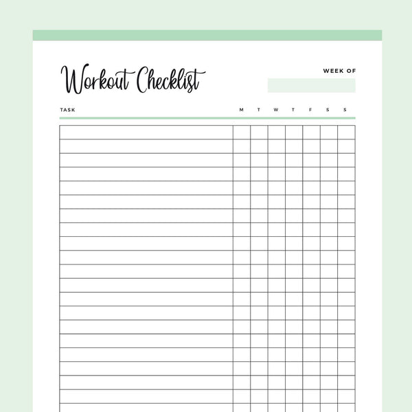 Printable Checklists For Exercise Cross Fit Workout Checklist Free