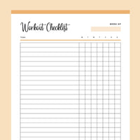 Printable Daily Workout Checklist - Orange