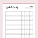 Printable Daily Workout Checklist - Pink