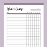 Printable Daily Workout Checklist - Purple