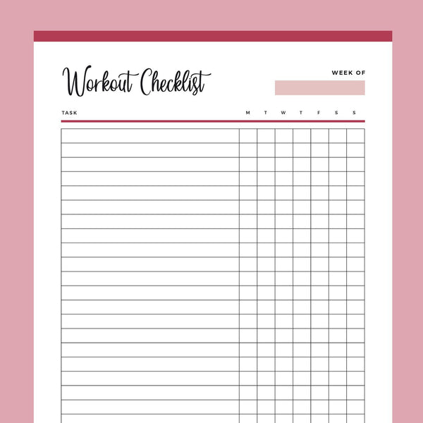 Free Printable Exercise Checklist.pdf Printable Checklists For Exercise