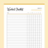 Printable Daily Workout Checklist - Yellow