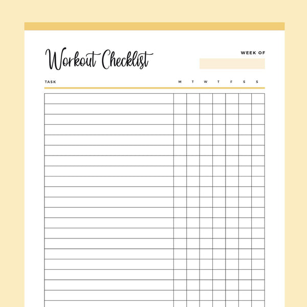 Printable Daily Workout Checklist