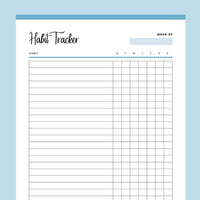 Printable Daily Habit Tracker - Blue