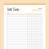 Printable Daily Habit Tracker - Orange