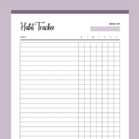 Printable Daily Habit Tracker - Purple