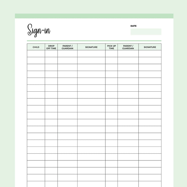 printable-day-care-sign-in-template-instant-download-pdf-a4-us-letter-plan-print-land for Free Printable Parent Sign In Sheet Printable Day Care Sign-In Template | Instant download PDF | A4 & US Letter – Plan Print Land for Free Printable Parent Sign In Sheet