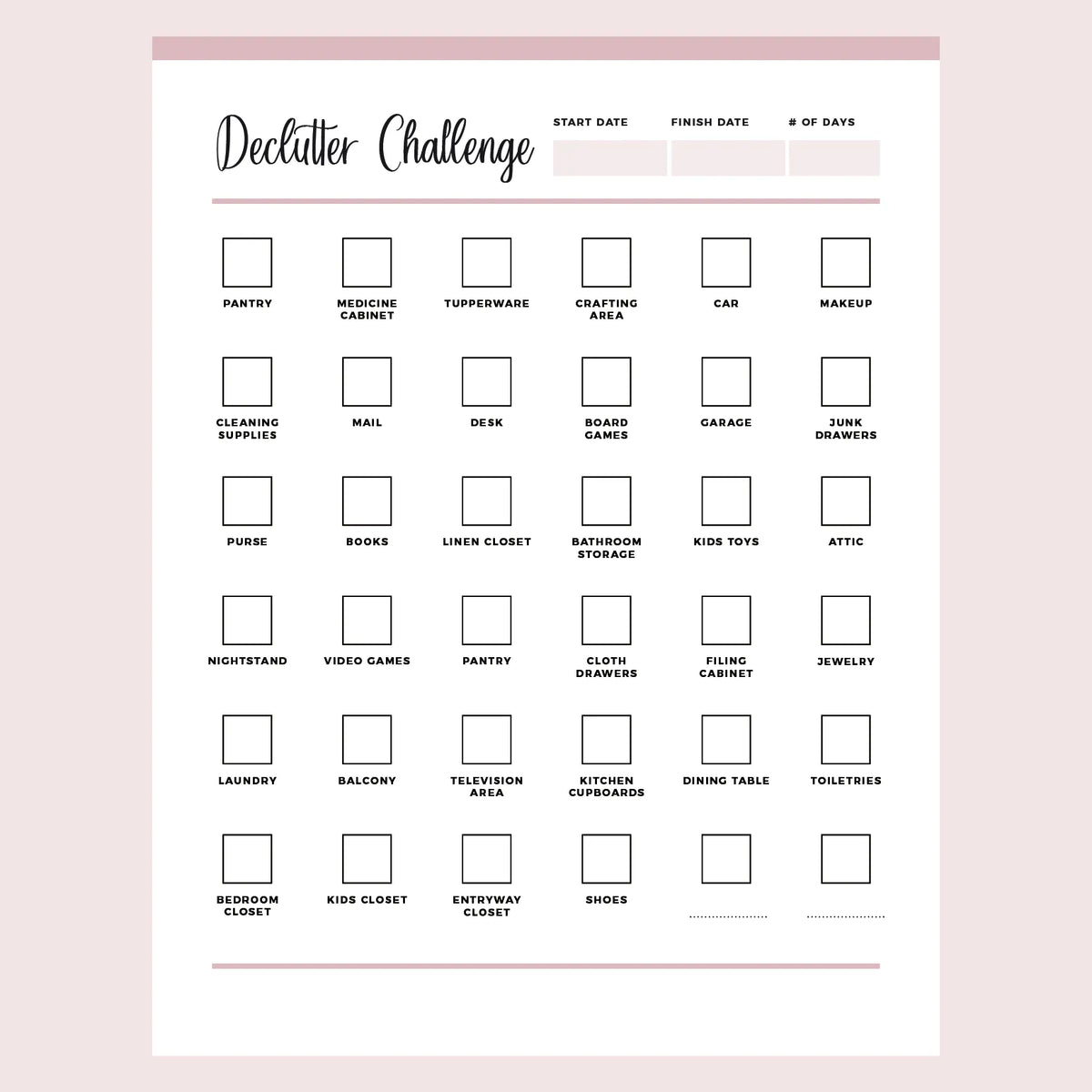 Printable Declutter Template Printable Declutter Challenge Template | Instant Download PDF | A4 and ...