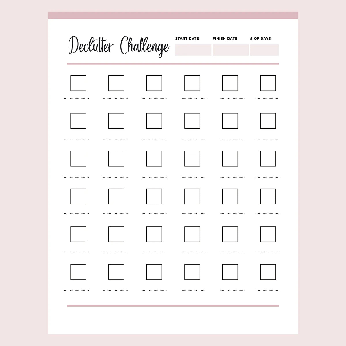 Printable Declutter Color Printable Declutter Challenge Template | Instant Download PDF | A4 and ...