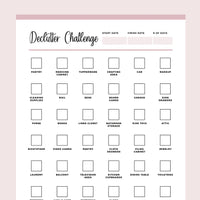 Printable Declutter Challenege Template - Pink