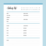 Printable Detailed Adress Book Template - Blue