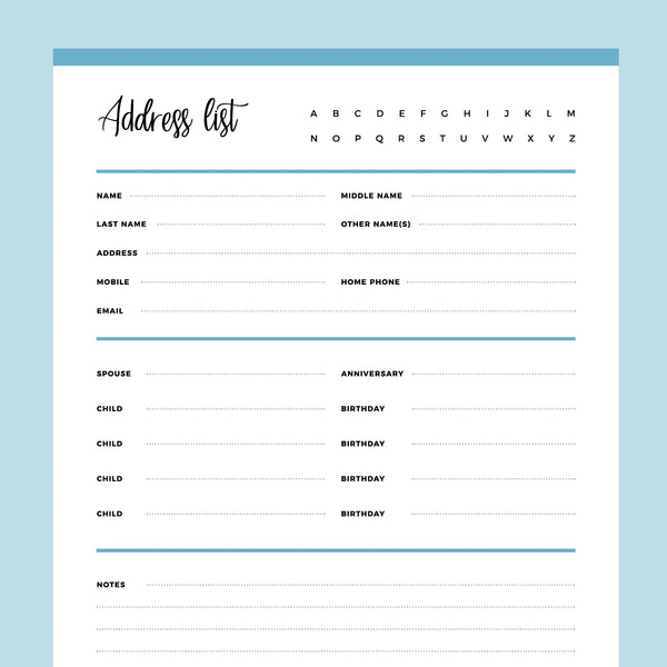Printable Detailed Address Book Template | Instant download PDF | A4 & US Letter – Plan Print Land printable-detailed-address-book-template-instant-download-pdf-a4-us-letter-plan-print-land