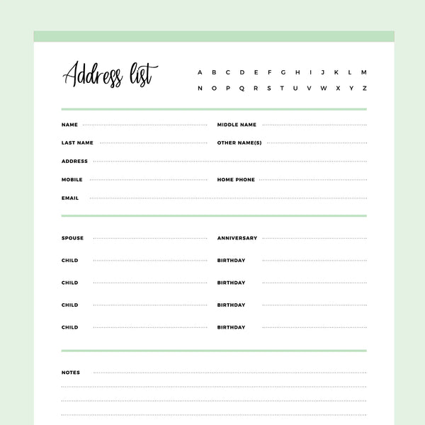 Printable Detailed Address Book Template | Instant download PDF | A4 & US Letter – Plan Print Land printable-detailed-address-book-template-instant-download-pdf-a4-us-letter-plan-print-land