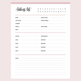 Printable Detailed Address Book Template | Instant download PDF | A4 ...