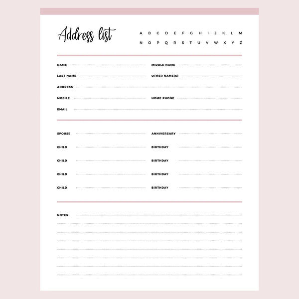 Phone Book Page Template